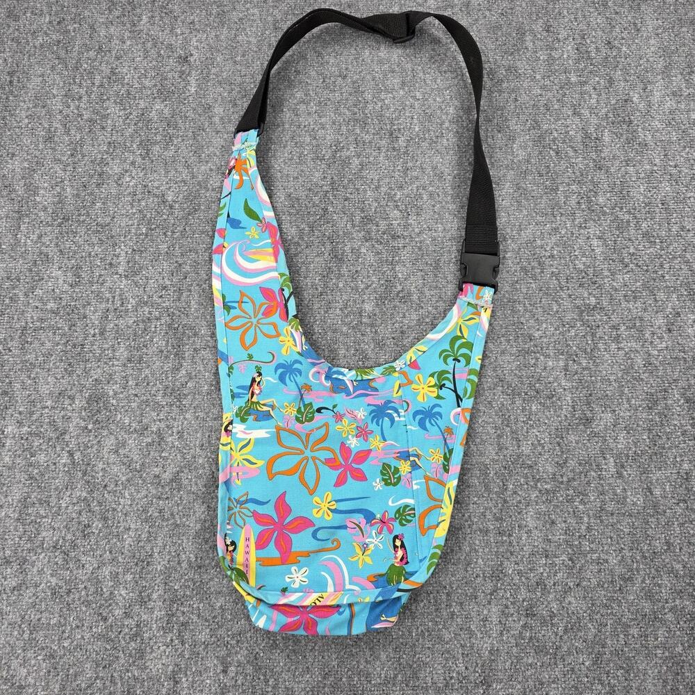 Island Aloha Wear Sling Bag Womens Medium Blue Hawaiian Crossbody Made USA - Picture 11 of 16